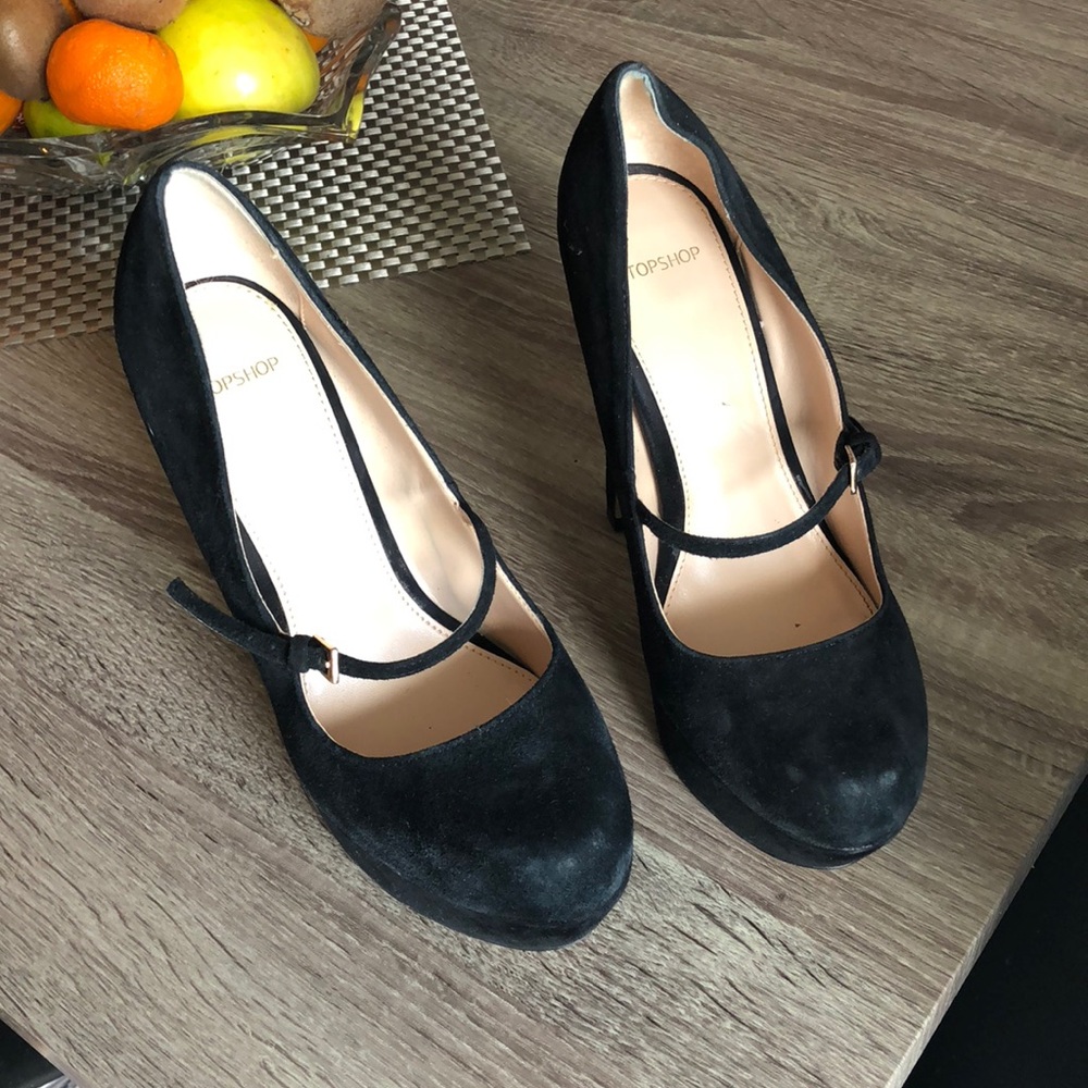 Women topshop platform heels black suede size 39 9
